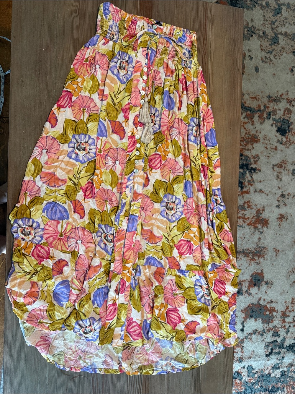 Rachel Zoe Floral Button-Front Maxi Skirt in Pink, Blue & Olive